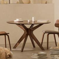 Kave Home Ronde Eettafel 'Naanim' Walnoot en rubberhout, 120cm