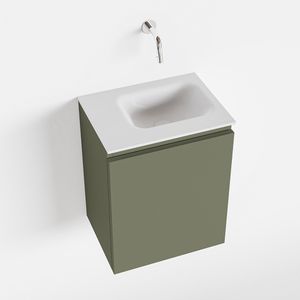 MONDIAZ OLAN 40cm toiletmeubel army. LEX wastafel talc rechts geen kraangat