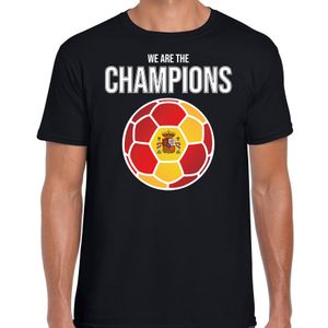 Spanje EK/ WK supporter t-shirt we are the champions met Spaanse voetbal zwart heren