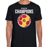 Spanje EK/ WK supporter t-shirt we are the champions met Spaanse voetbal zwart heren - thumbnail