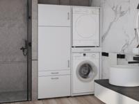 Kast WASHING 2 machines boven elkaar met kast 1 deur 2 lades MEDIUM wit