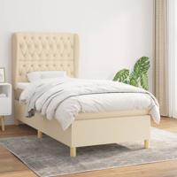 Boxspring met matras stof crèmekleurig 90x200 cm