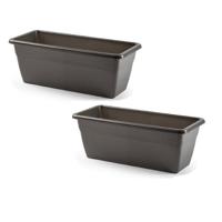 Plantenbak - 2x stuks - antraciet grijs - rechthoekig - 40 x 18 x 15 cm