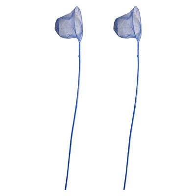 Visnet/schepnet - 2x - bamboe hout - blauw - 80 cm