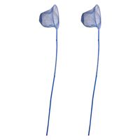 Visnet/schepnet - 2x - bamboe hout - blauw - 80 cm