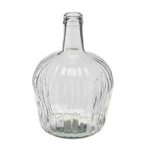 Bloemen fles vaas - transparant glas - D22 x H37 cm - fles vaas - boeketvaas