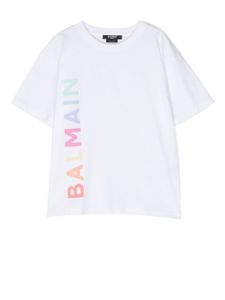 Balmain Kids t-shirt à logo imprimé - Blanc