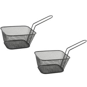 2x stuks zwarte patat/snack serveermandjes/frietmandjes 14 cm