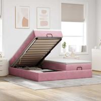 Ottoman bed met matrassen 160x200cm fluweel roze