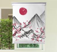 Kunst rolgordijnën Japanse stijl rode zon