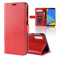 R64 Textuur enkele vouw horizontale Flip lederen Case voor Galaxy A7 (2018) met houder & kaartsleuven & Wallet(Red)