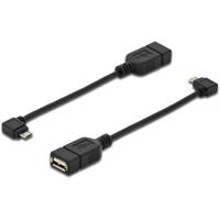 Digitus USB 2.0 Adapter [1x Micro-USB 2.0 B stekker - 1x USB 2.0 bus A] AK-300313-002-S 15.00 cm Rond, Afgeschermd (dubbel), Met OTG-functie