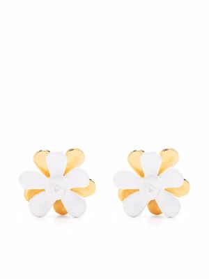 Marni puces d'oreilles à appliqué fleur - Blanc