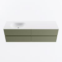 MONDIAZ VICA 160cm badmeubel onderkast Army 4 lades. Wastafel MOON links 1 kraangat, kleur Talc.