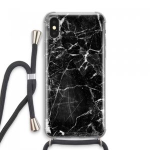 Zwart Marmer 2: iPhone XS Max Transparant Hoesje met koord