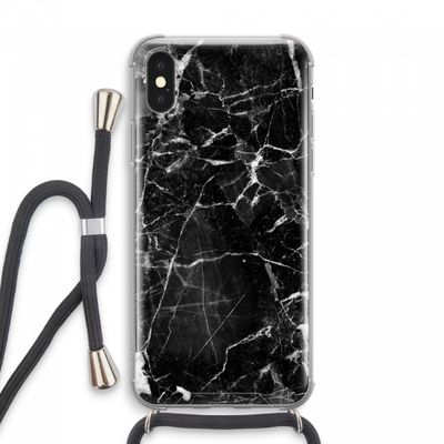 Zwart Marmer 2: iPhone XS Max Transparant Hoesje met koord