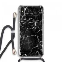 Zwart Marmer 2: iPhone XS Max Transparant Hoesje met koord
