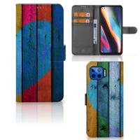 Motorola Moto G 5G Plus | Book Style Case | Wood Heart - Cadeau voor je Vriend