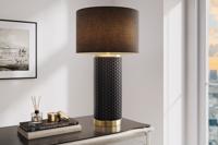 Moderne tafellamp ELEGANCIA 70cm zwart gouden keramische ronde stoffen kap - 46010