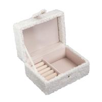 Home Deco Factory Sieradenkist - boucle - teddy stof - 15 x 11 cm - organizer - sieradendoos - box
