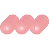 12x Roze bol lampionnen 25 cm   -