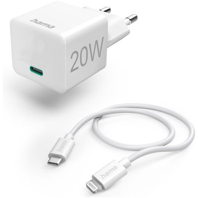 HamaOplaadset, Lightning, Power Delivery (PD), 20 W Oplader Wit
