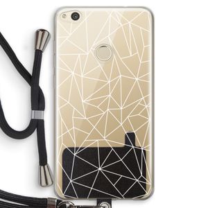 Geometrische lijnen wit: Huawei Ascend P8 Lite (2017) Transparant Hoesje met koord