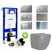 Geberit UP320 Toiletset Compleet | Inbouwreservoir | Mudo Mat Grijs Randloos | Drukplaat - thumbnail