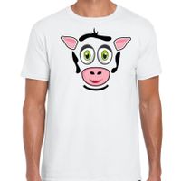Dieren verkleed t-shirt heren - koe gezicht - carnavalskleding - wit