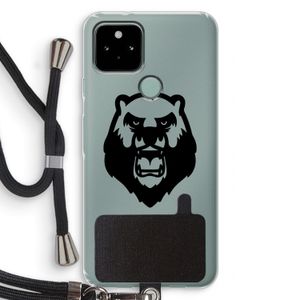 Angry Bear (black): Pixel 5 Transparant Hoesje met koord