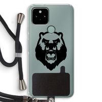 Angry Bear (black): Pixel 5 Transparant Hoesje met koord