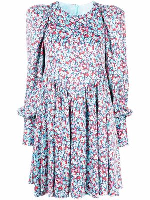ROTATE BIRGER CHRISTENSEN robe mi-longue à fleurs - Bleu