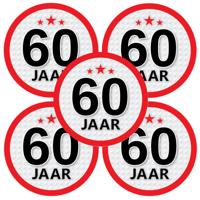 60 jaar leeftijd sticker - 5x - rond - Dia 15 cm - 60 jaar verjaardag - jubileum - leeftijd versieri