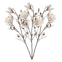 Mica Decorations Kunstbloemen Magnolia takken - 3x - 90 cm - wit/roze - Kunst zijde - Boeket