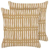 Beliani - SALIX - Sierkussen set van 2 - Beige - 45 x 45 cm - Katoen - thumbnail