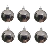 12x Glazen kerstballen glans zilver 8 cm kerstboom versiering/decoratie - Kerstbal - thumbnail