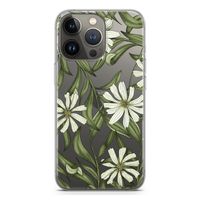 Wit bloemenpatroon: iPhone 13 Pro Transparant Hoesje