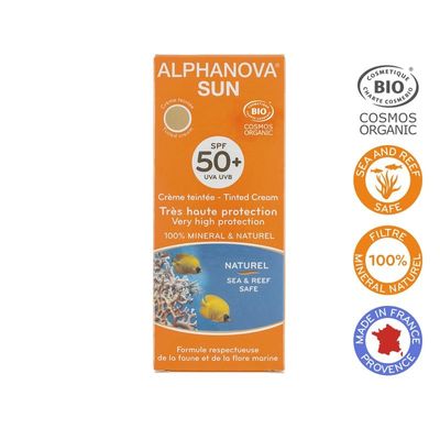 Sun bio tinted sunscreen cream golden SPF50+