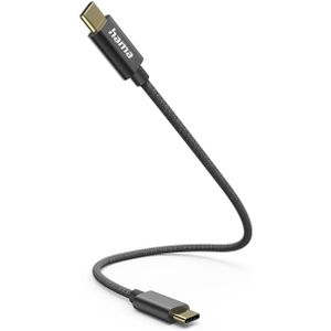 Hama USB-Kabel, USB-C naar USB-C, 0,2 m Oplader Zwart