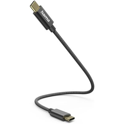 HamaUSB-Kabel, USB-C naar USB-C, 0,2 m Oplader Zwart
