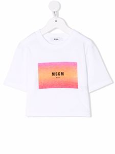 MSGM Kids t-shirt crop à logo imprimé - Blanc