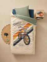 Bedset dekbedovertrek en kussensloop kind BMX zandbeige