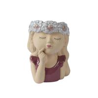 Bloempot Vrouw h15,7cm rood/wit Bloempot Vrouw h15,7cm rood/wit
