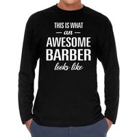 Awesome barber / barbier cadeau t-shirt long sleeves heren