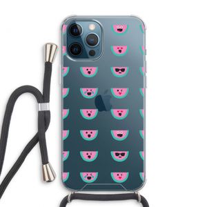 Smiley watermeloenprint: iPhone 12 Pro Max Transparant Hoesje met koord