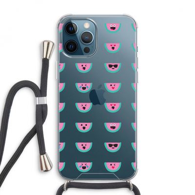 Smiley watermeloenprint: iPhone 12 Pro Max Transparant Hoesje met koord