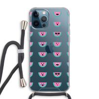 Smiley watermeloenprint: iPhone 12 Pro Max Transparant Hoesje met koord Smiley watermeloenprint: iPhone 12 Pro Max Transparant Hoesje met koord