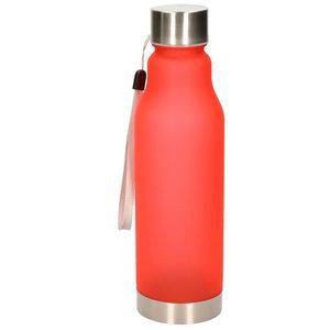 Waterfles/drinkfles/sportfles - rood - kunststof - rvs - 600 ml - Drinkflessen