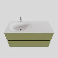 Badkamermeubel Solid Surface BWS Stockholm 100x46 cm Links Mat Groen (met 1 kraangat) - thumbnail