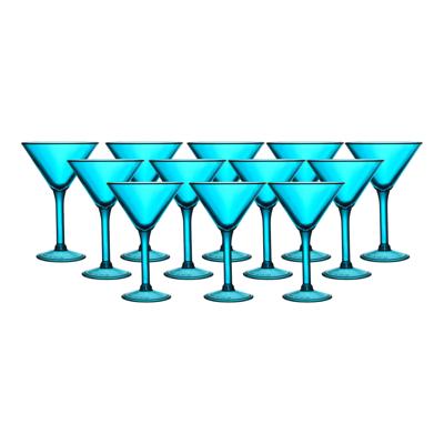 Home Deco Factory Cocktailglas - 12x - blauw - kunststof - 24 cl - martini glas